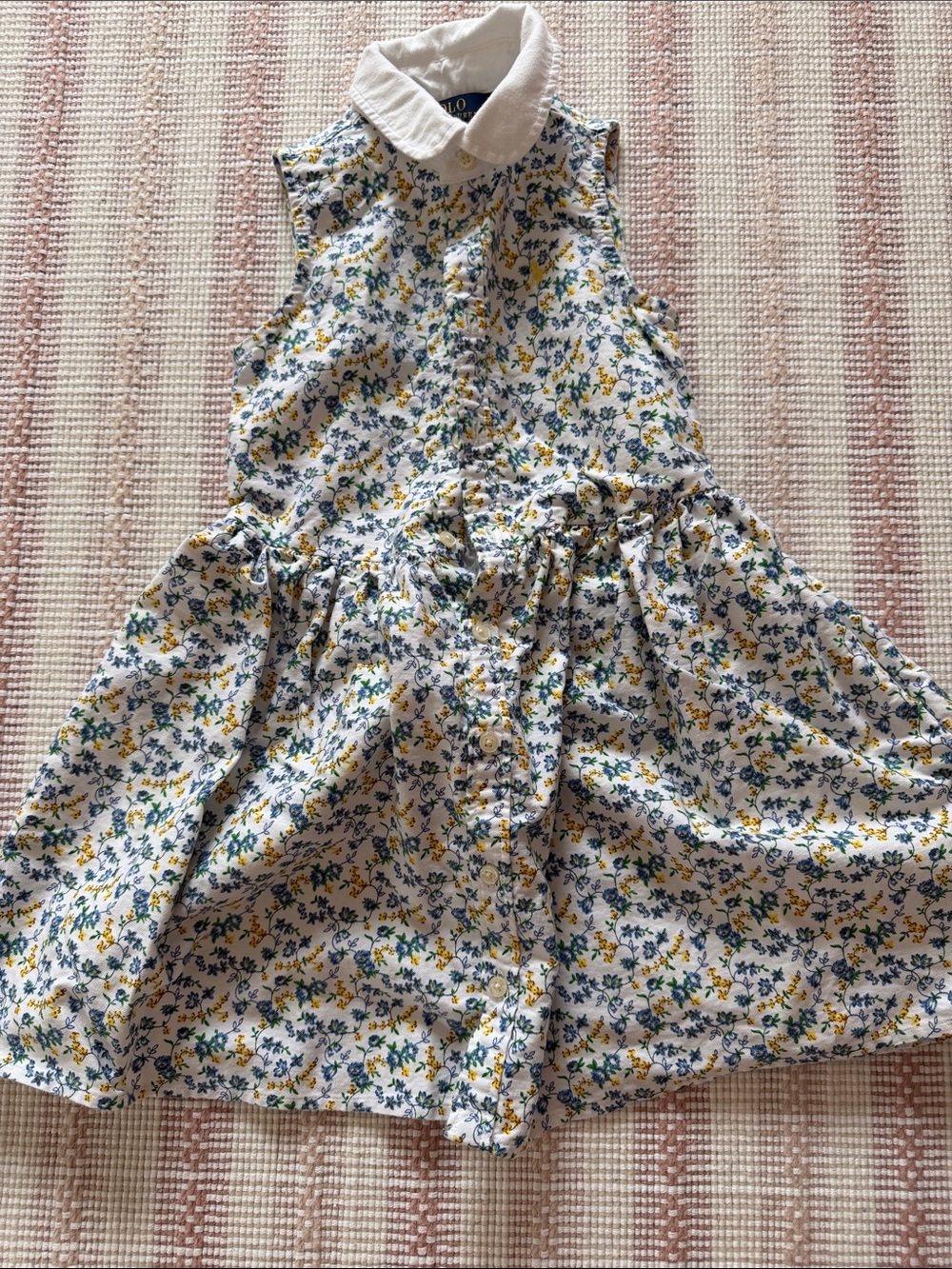 Ralph Lauren White Floral Sleeveless Collared Dress